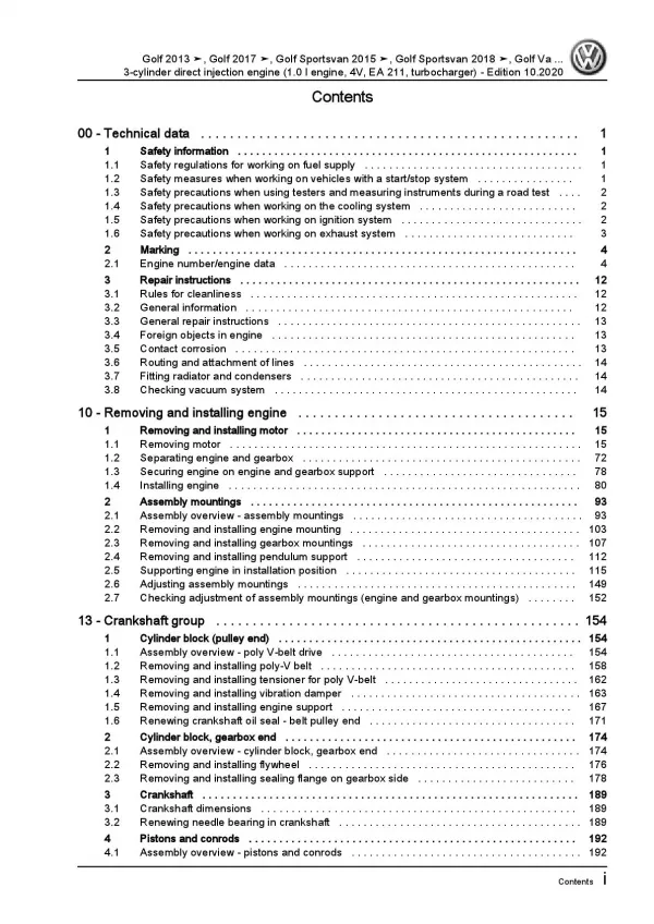 VW Polo 5 type 6C (14-17) 3-cyl. 1.0l petrol engines 86-115 hp repair manual pdf