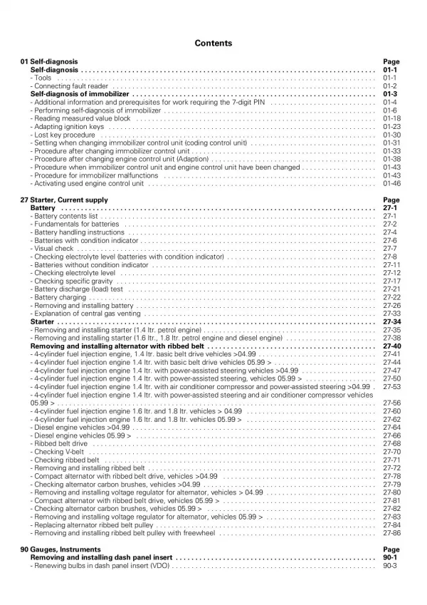 VW Polo 3 Variant type 6K 1999-2000 electrical system repair workshop manual pdf