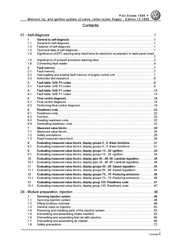 VW Polo 3 6K (97-01) motronic injection ignition system 60 hp repair manual pdf