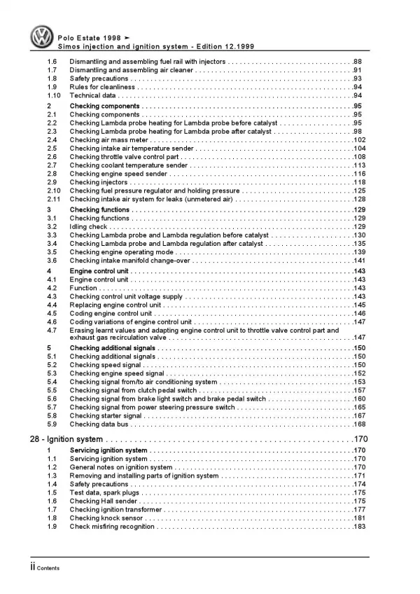 VW Polo 3 6K (97-01) simos injection and ignition system 1.6l repair manual pdf