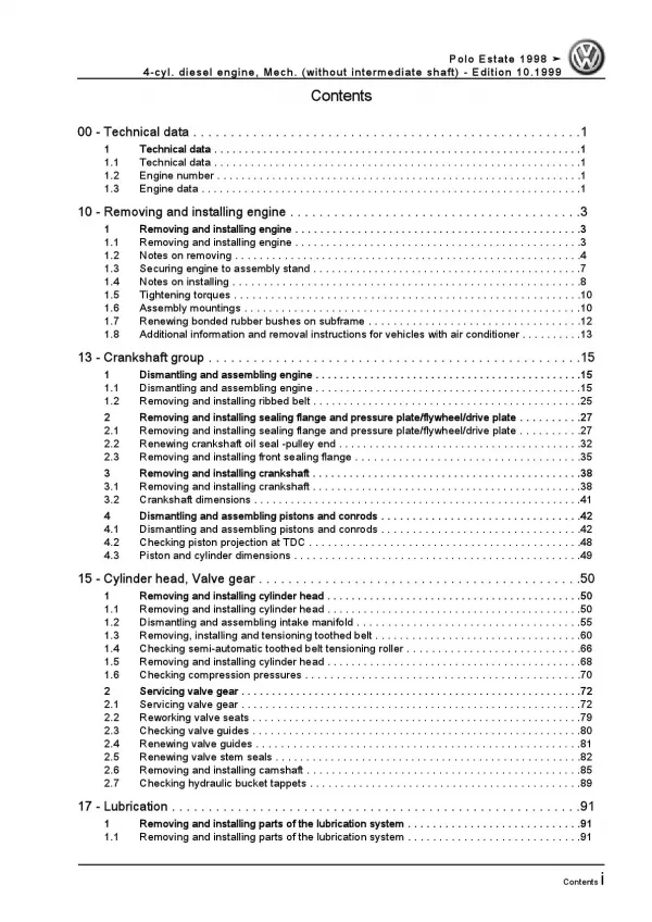 VW Polo 3 Estate 6K 1997-2001 diesel engine mechanics 1.9l repair manual pdf