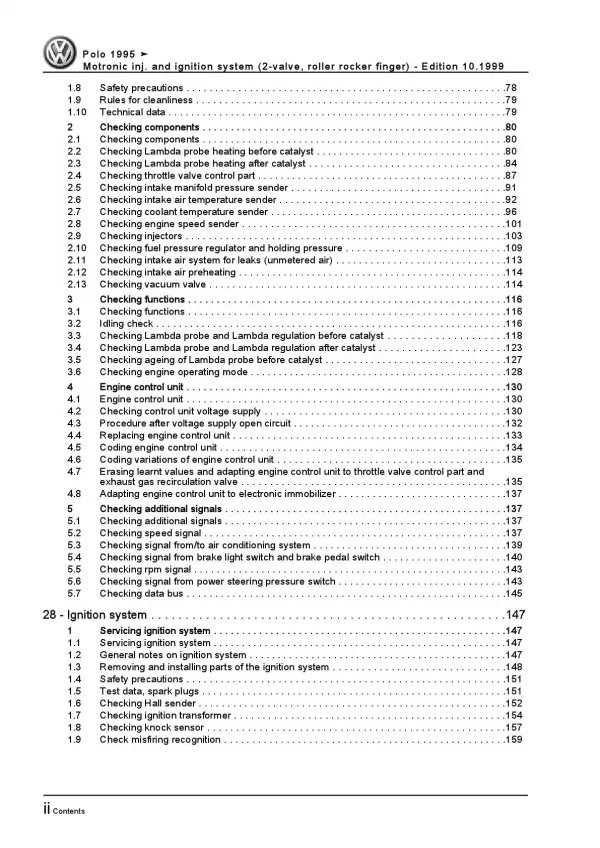 VW Polo 3 6N (94-02) Motronic injection and ignition system 2v repair manual pdf