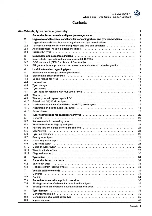 VW Polo Vivo type 6R from 2017 wheels and tyres repair workshop manual pdf ebook