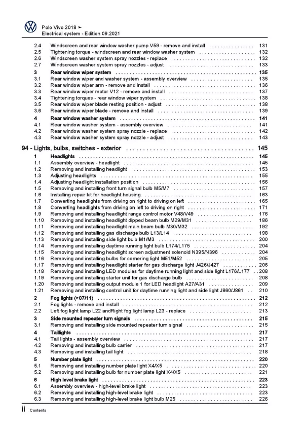 VW Polo Vivo type 6R from 2017 electrical system repair workshop manual pdf