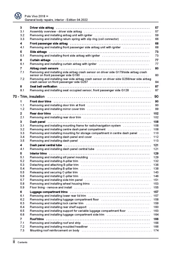 VW Polo Vivo 6R (17>) general body repairs interior repair workshop manual pdf