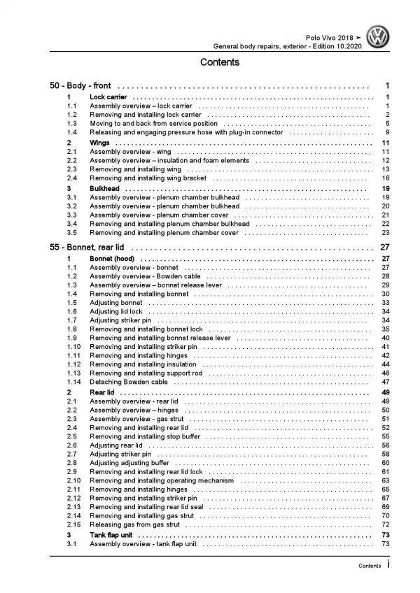 VW Polo Vivo 6R (17>) general body repairs exterior repair workshop manual pdf