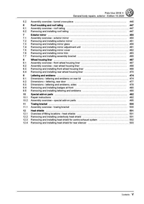 VW Polo Vivo 6R (17>) general body repairs exterior repair workshop manual pdf