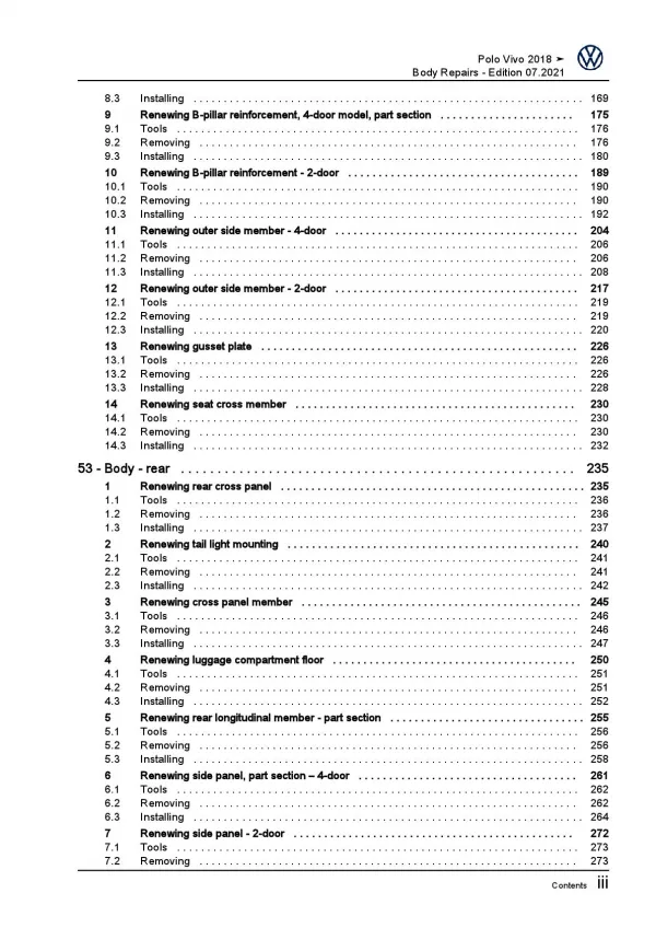 VW Polo Vivo type 6R from 2017 body repairs workshop repair manual pdf ebook