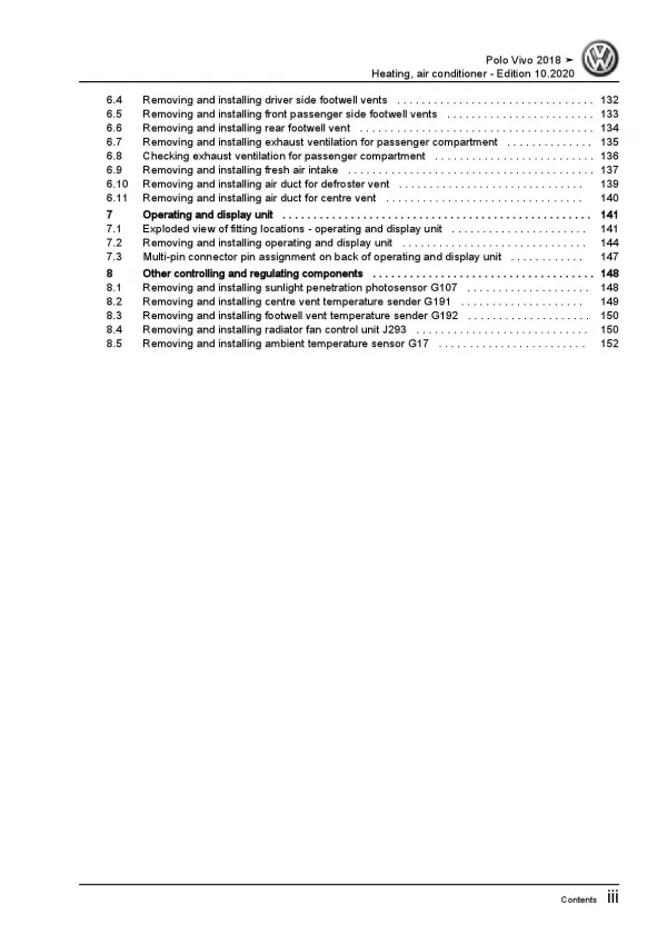 VW Polo Vivo 6R (17>) heating air conditioning system repair workshop manual pdf