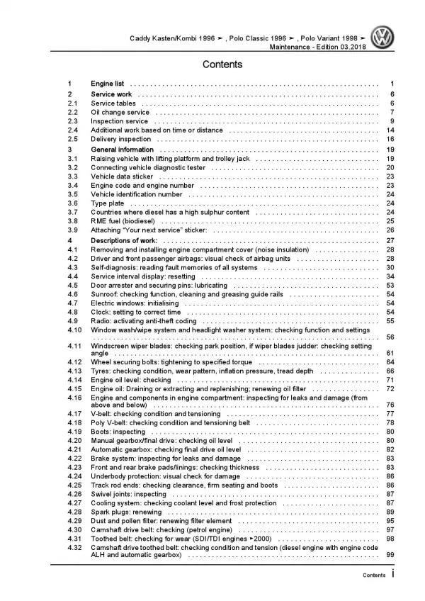 VW Polo 3 Classic 6V 1995-2002 maintenance repair workshop manual pdf file ebook
