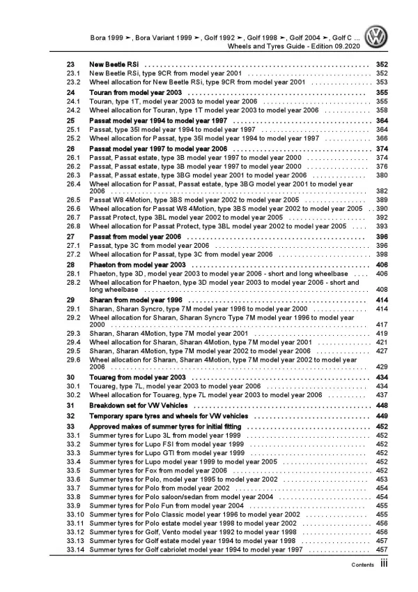 VW Polo 3 Classic 6V 1995-2002 wheels and tyres repair workshop manual pdf ebook