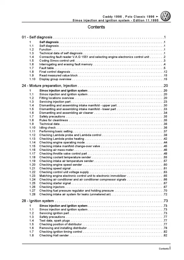 VW Polo 3 Classic 6V 95-02 simos injection and ignition system repair manual pdf