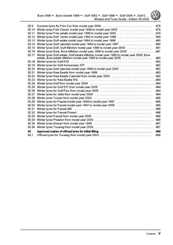 VW Polo 4 type 9N 2001-2010 wheels and tyres repair workshop manual pdf ebook