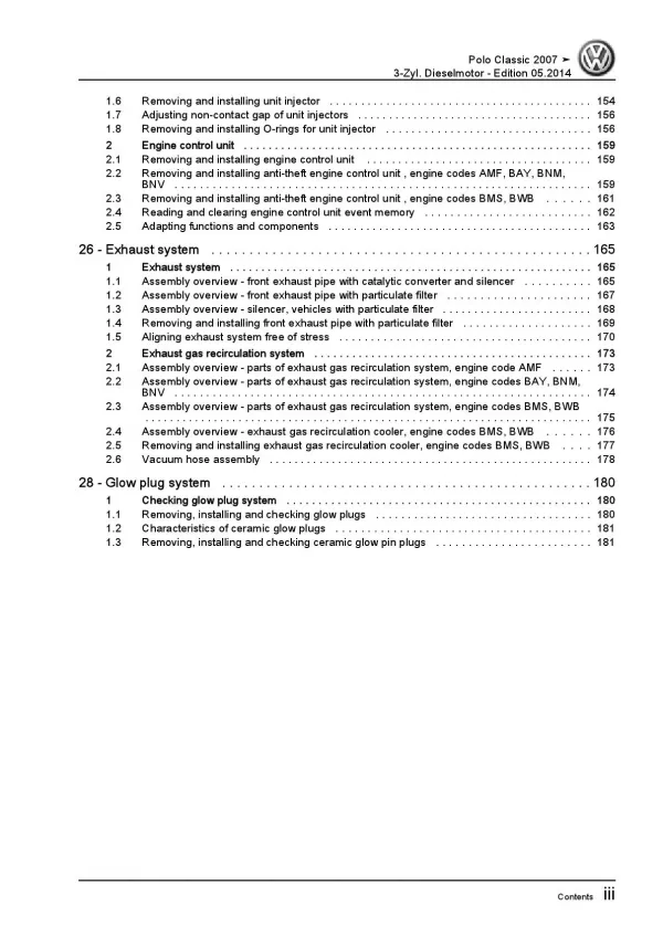 VW Polo 4 Classic 9N 2004-2010 4-cyl. diesel engines 74 hp repair manual pdf