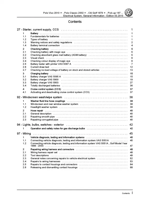 VW Polo 4 Classic 9N (01-09) electrical system general info workshop manual pdf