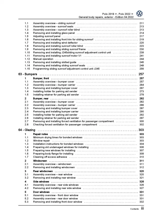 VW Polo 6 AW AE (17>) general body repairs exterior repair workshop manual pdf