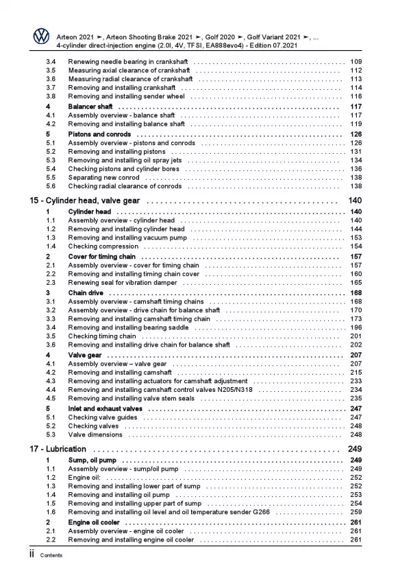 VW Polo 6 AW 2017-2021 4-cyl. 2.0l petrol engines 190-320 hp repair manual pdf