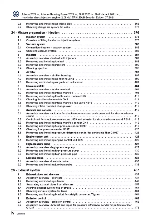 VW Polo 6 AW 2017-2021 4-cyl. 2.0l petrol engines 190-320 hp repair manual pdf