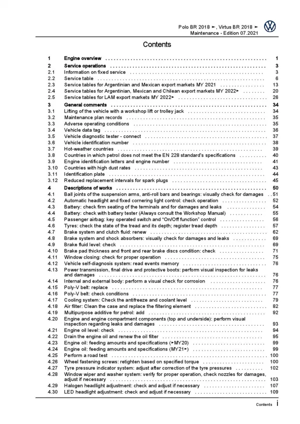 VW Polo 6 type BZ from 2017 maintenance repair workshop manual pdf file ebook