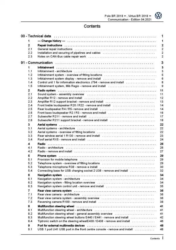 VW Polo 6 BZ from 2017 communication radio navigation repair workshop manual pdf