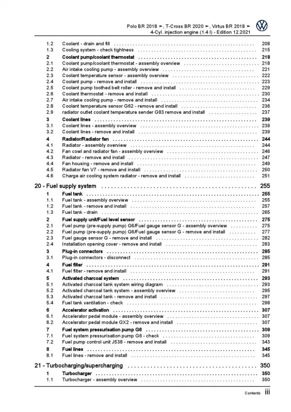 VW Polo 6 BZ from 2017 4-cyl. petrol engines 150 hp repair workshop manual pdf