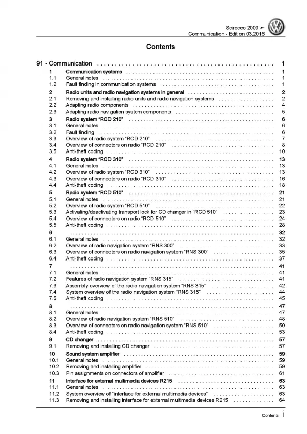 VW Scirocco (08-14) communication radio navigation repair workshop manual eBook