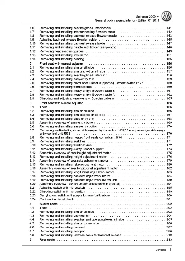 VW Scirocco (08-14) general body repairs interior repair workshop manual eBook