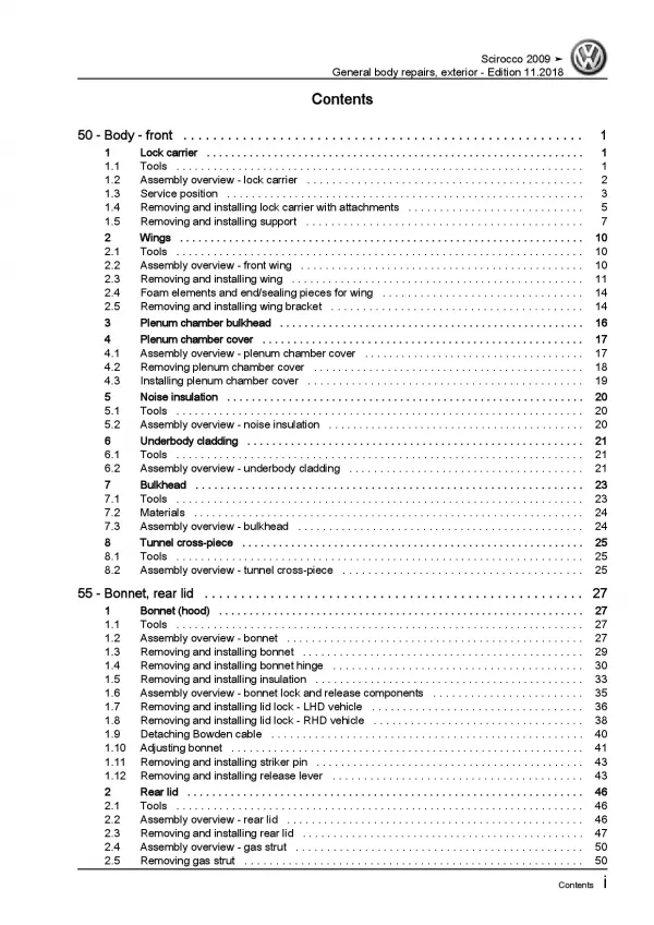 VW Scirocco (08-14) general body repairs exterior repair workshop manual eBook