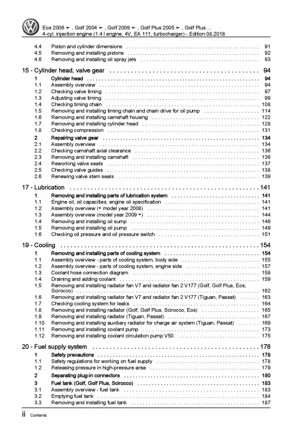 VW Scirocco (08-14) 4-cyl 1.4l petrol engines 122hp repair workshop manual eBook
