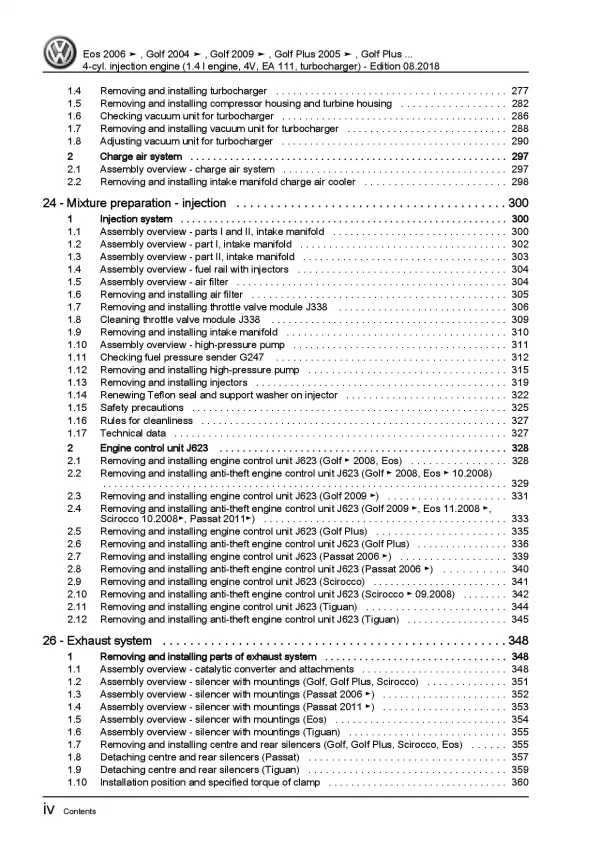 VW Scirocco (08-14) 4-cyl 1.4l petrol engines 122hp repair workshop manual eBook