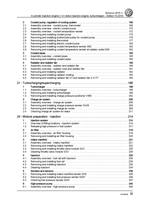 VW Scirocco (14-17) 4-cyl 1.4l petrol engines 125hp repair workshop manual eBook