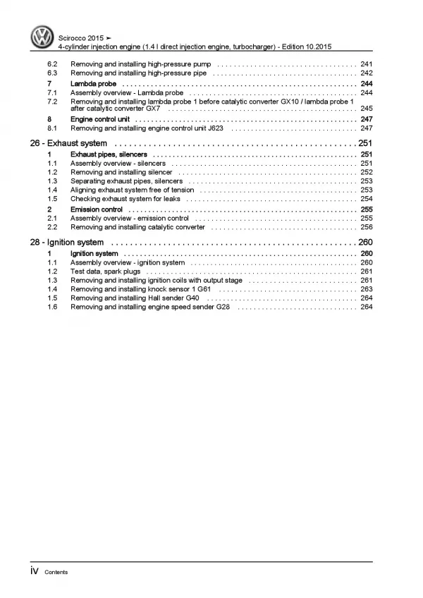 VW Scirocco (14-17) 4-cyl 1.4l petrol engines 125hp repair workshop manual eBook