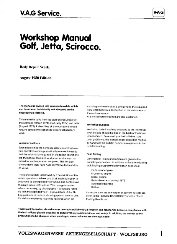 VW Scirocco 53 1974-1992 general information body repairs workshop manual pdf