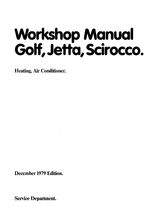 VW Scirocco 1974-1992 heating air conditioning system repair workshop pdf eBook