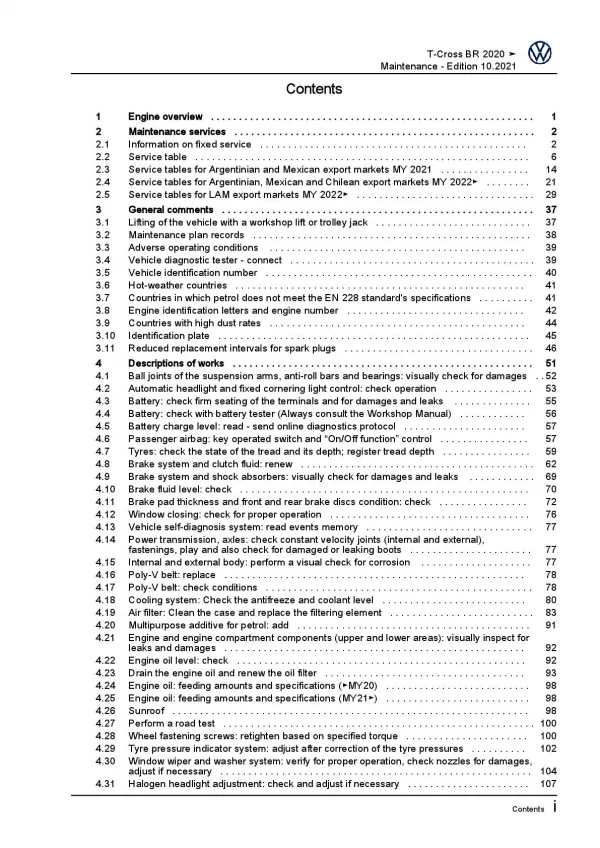 VW T-Cross BR type C1 from 2019 maintenance repair workshop manual pdf ebook