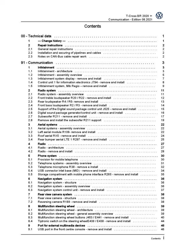 VW T-Cross BR type C1 from 2019 communication radio navigation repair manual pdf