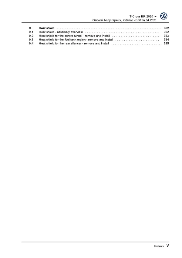 VW T-Cross BR type C1 from 2019 general body repairs exterior repair manual pdf