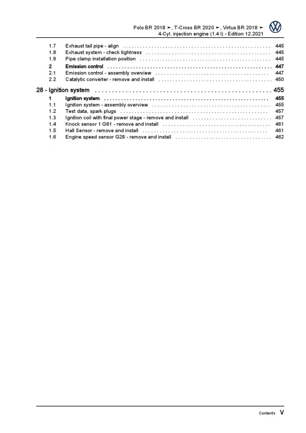 VW T-Cross BR C1 from 2019 4-cyl. 1.4l petrol engines 150 hp workshop manual pdf