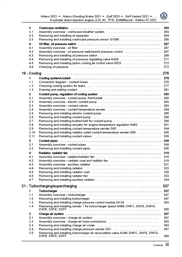 VW T-Roc A1 2017-2021 4-cyl. 2.0l petrol engines 190-320 hp repair manual pdf