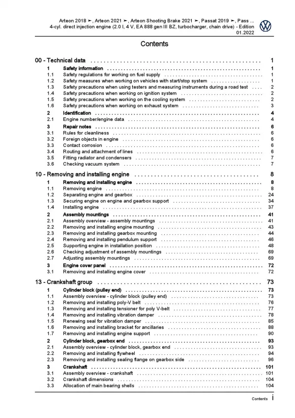 VW T-Roc A1 D1 2017-2023 4-cyl. 2.0l petrol engines 180-200 hp repair manual pdf