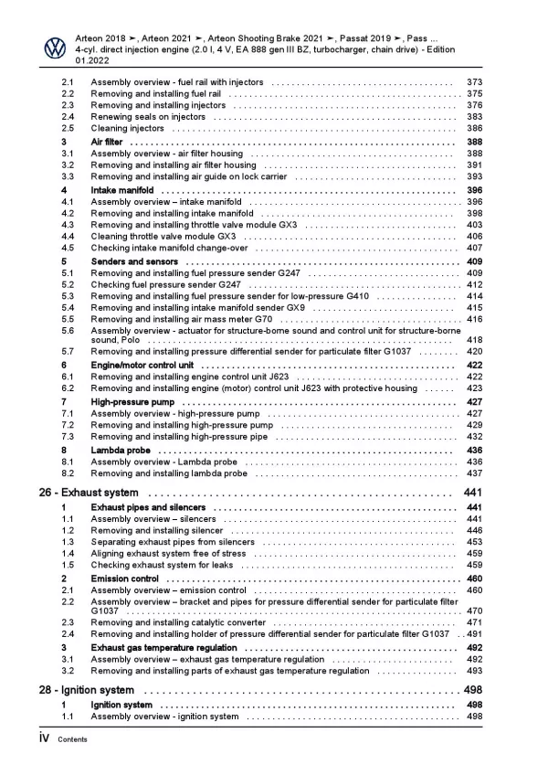 VW T-Roc A1 D1 2017-2023 4-cyl. 2.0l petrol engines 180-200 hp repair manual pdf