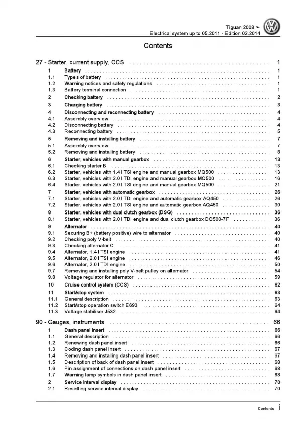 VW Tiguan type 5N 2007-2011 electrical system repair workshop manual pdf ebook