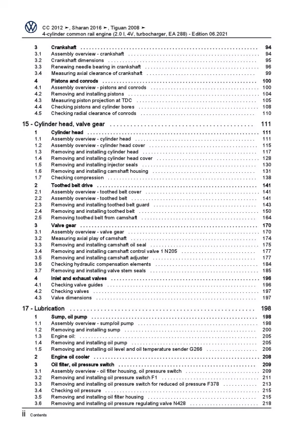 VW Tiguan 5N 2007-2016 4-cyl. 2.0l diesel engines 110-183 hp repair manual pdf