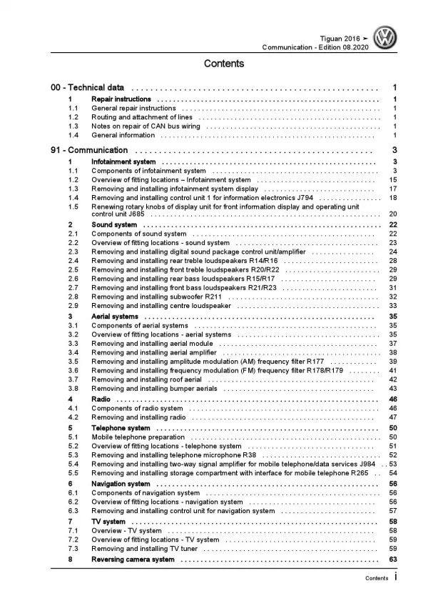 VW Tiguan AD (16-21) communication radio navigation repair workshop manual pdf