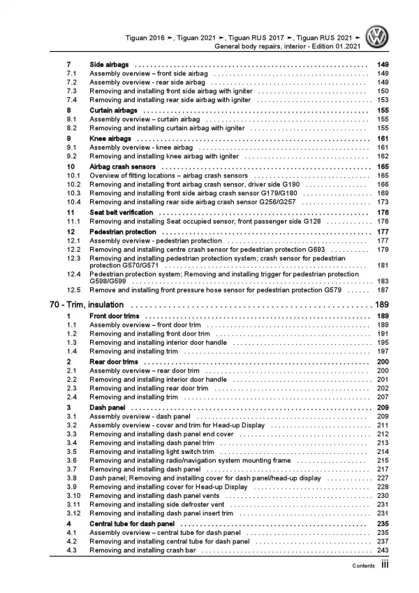 VW Tiguan AD AX (16>) general body repairs interior repair workshop manual pdf