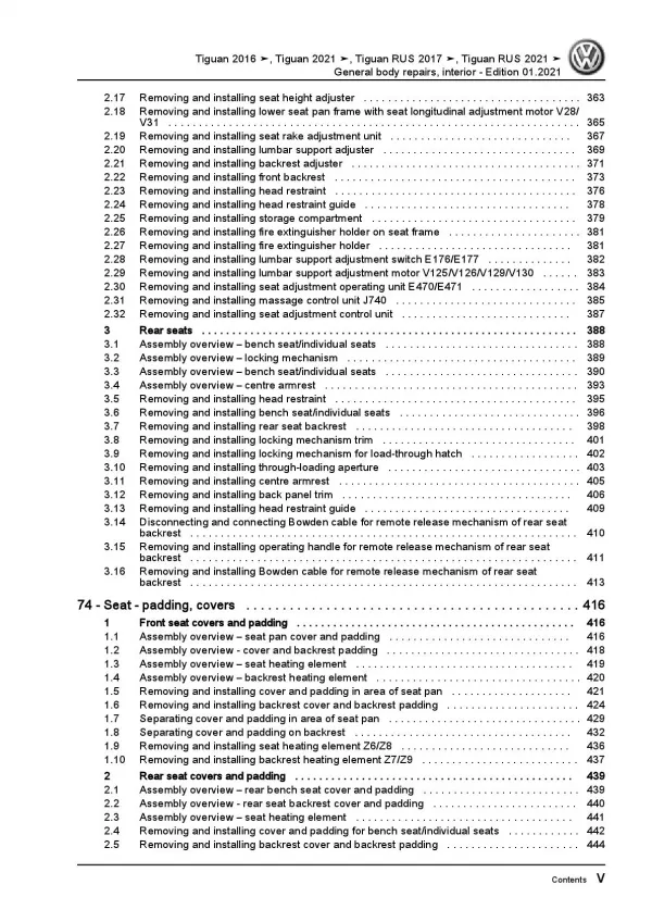 VW Tiguan AD AX (16>) general body repairs interior repair workshop manual pdf