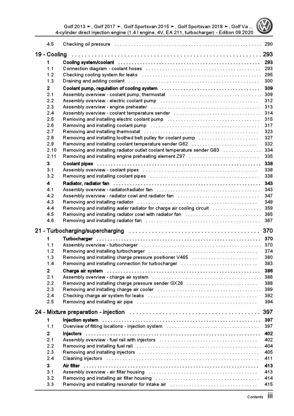 VW Tiguan AA AX from 2016 4-cyl. petrol engines 122-150 hp repair manual pdf