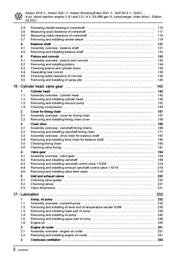 VW Tiguan AD AX from 2016 4-cyl. petrol engines 179-290 hp repair manual pdf