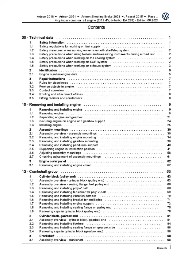 VW Tiguan AD 2016-2021 4-cyl. diesel engines 239 hp repair workshop manual pdf