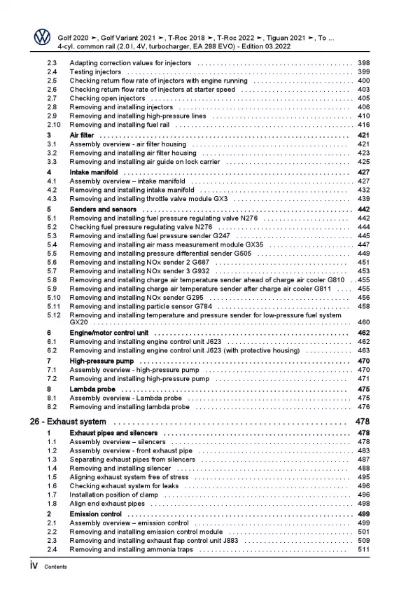 VW Tiguan AX (21>) 4-cyl. diesel engines 115-200 hp repair workshop manual pdf